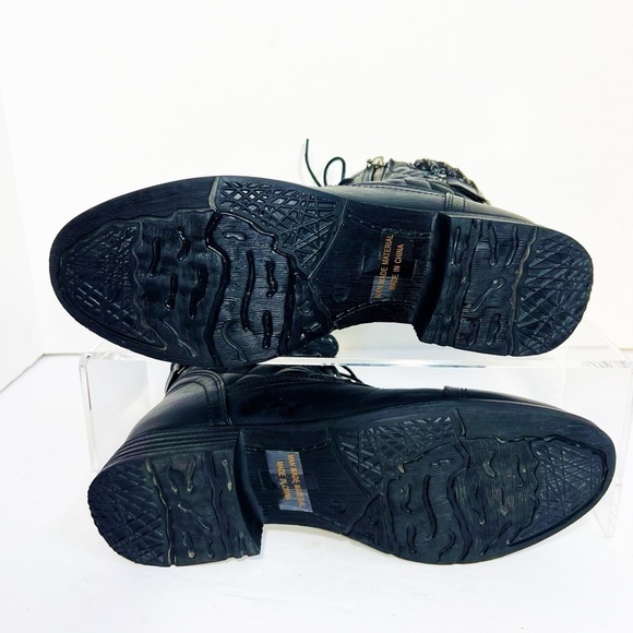 STQ ECO Friendly Black Round Toe Ankle Motorcycle Boots Womens size 11 - Picture 10 of 14